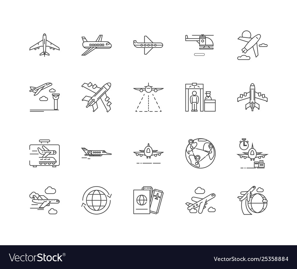 Airline Line Icons - Flight Set