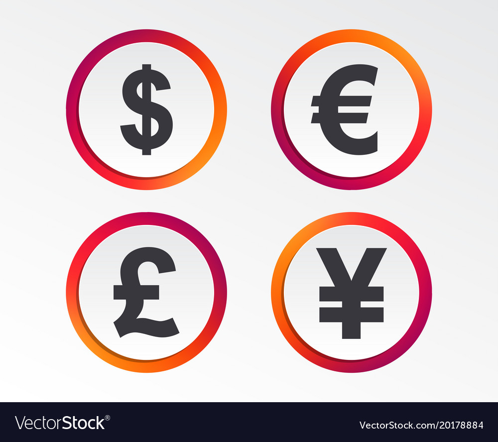Dollar Euro Pound And Yen Currency Icons Vector Image