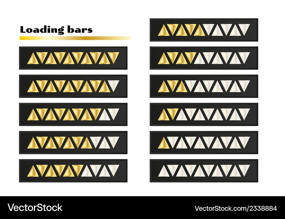 Gold loading bars Royalty Free Vector Image - VectorStock