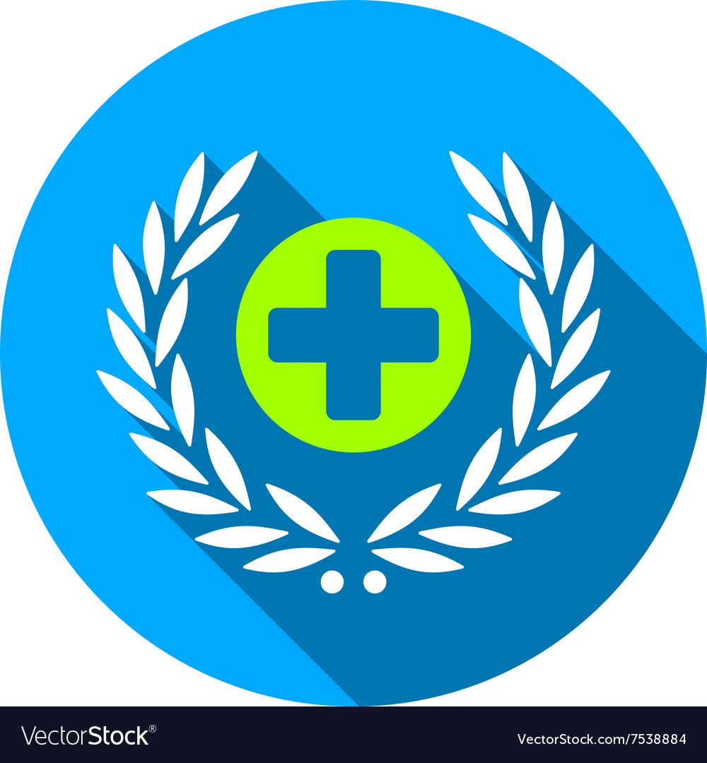 Health care emblem flat round icon with long Vector Image