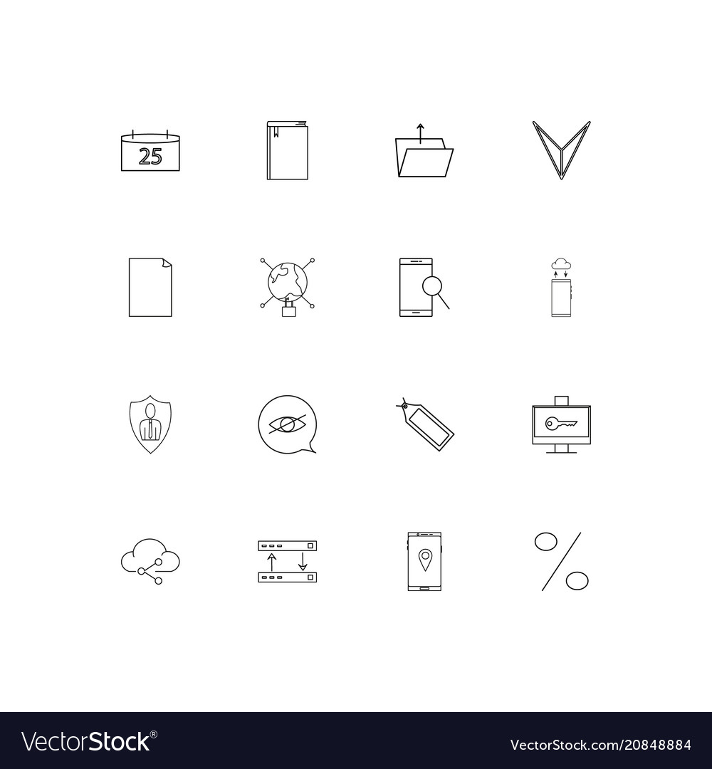 Internet technologies linear thin icons set vector image Internet technologies linear thin icons set
