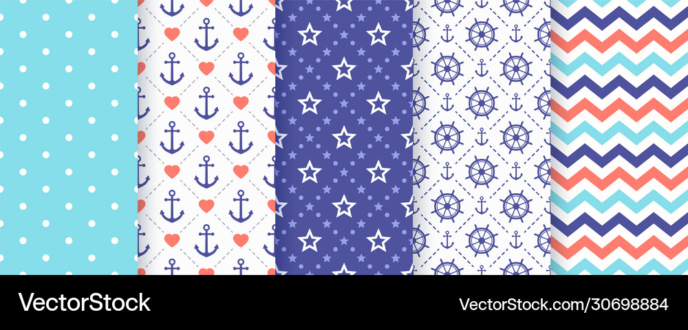 Nautical marine seamless pattern sea backgrounds Vector Image