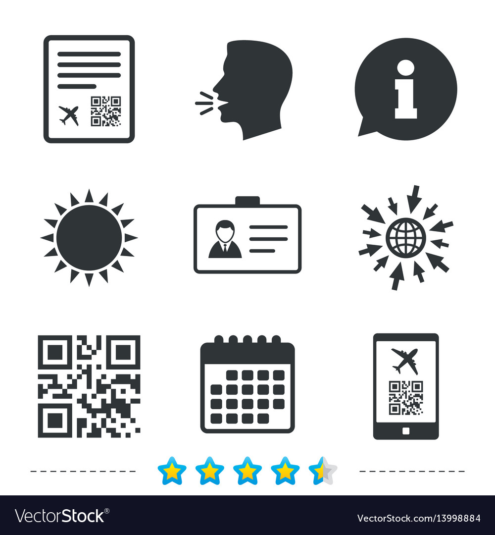 Qr scan code icon boarding pass flight sign Vector Image Qr scan code icon boarding pass flight sign