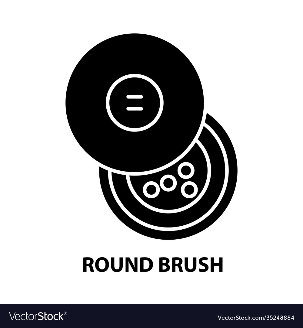 Round brush icon black sign with editable