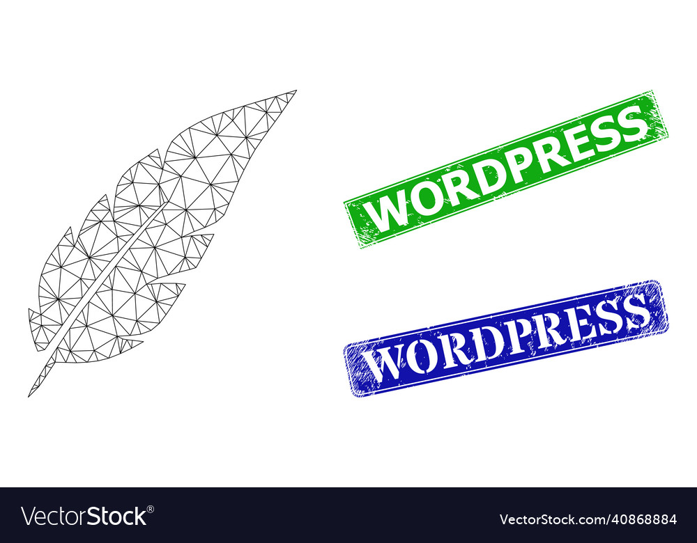 Rubber wordpress stamps and triangular mesh vector image Rubber wordpress stamps and triangular mesh