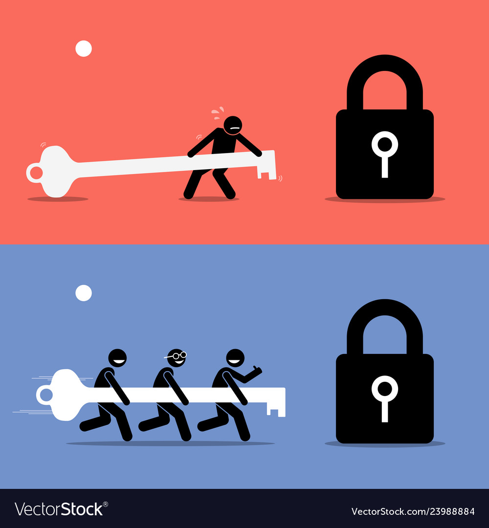 teamwork-vs-working-alone-artwork-depicts-vector-image