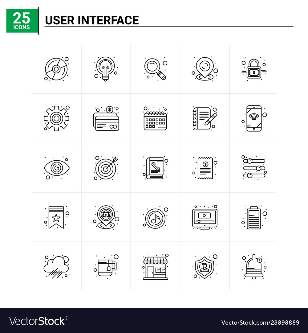 25 user interface icon set background