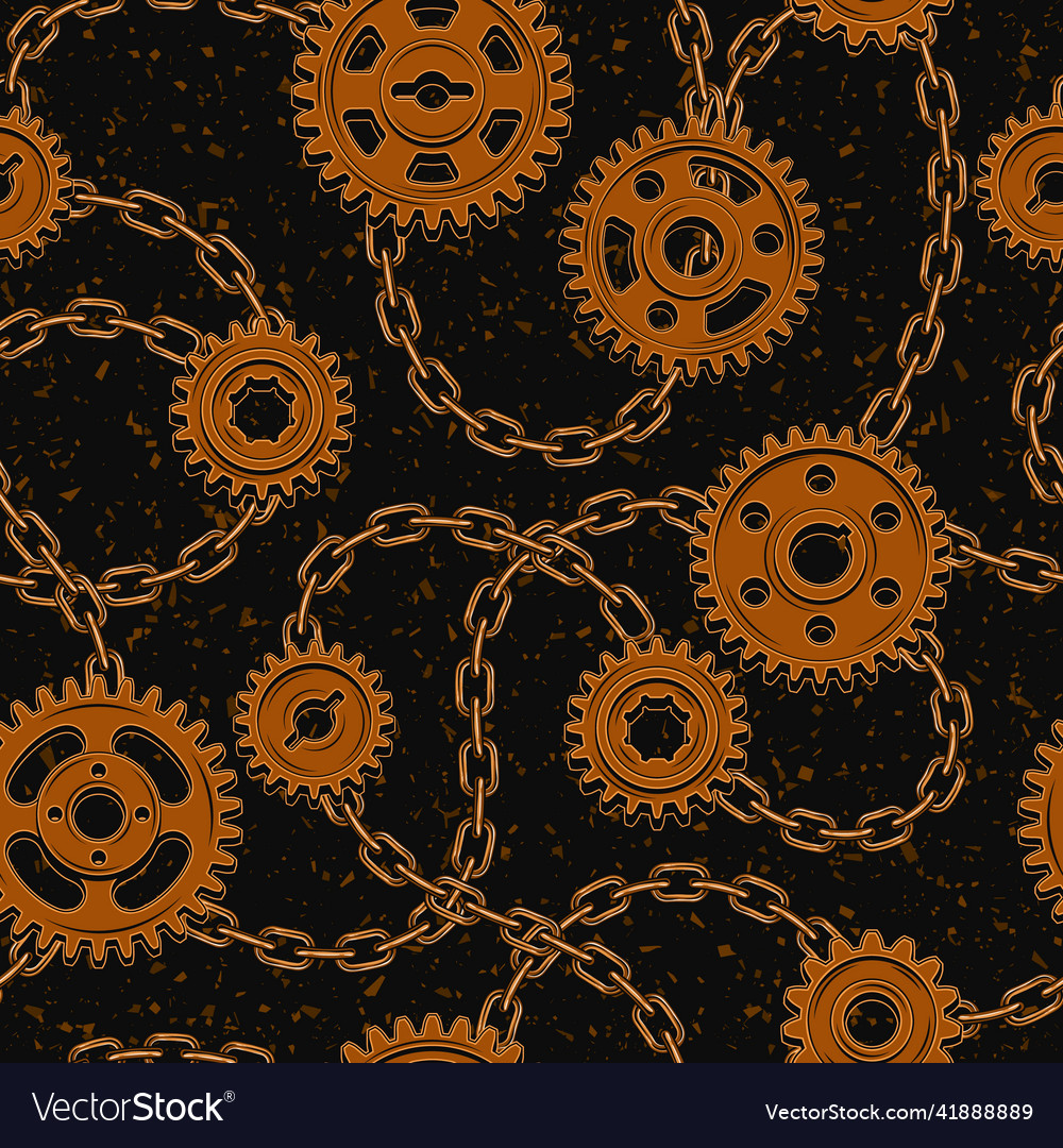 Dark pattern with rusty gears chains