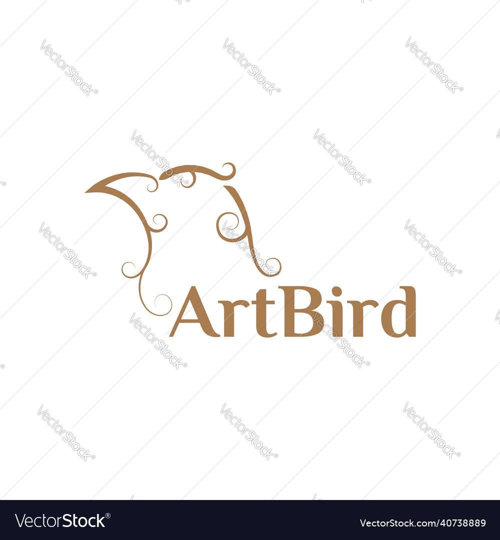 Face head bird art with ornament logo design