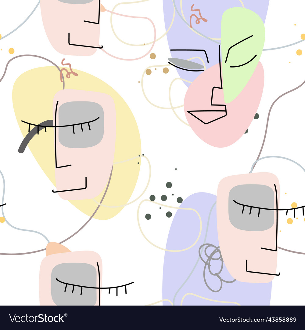 Face line pattern abstract drawing seamless print vector image Face line pattern abstract drawing seamless print