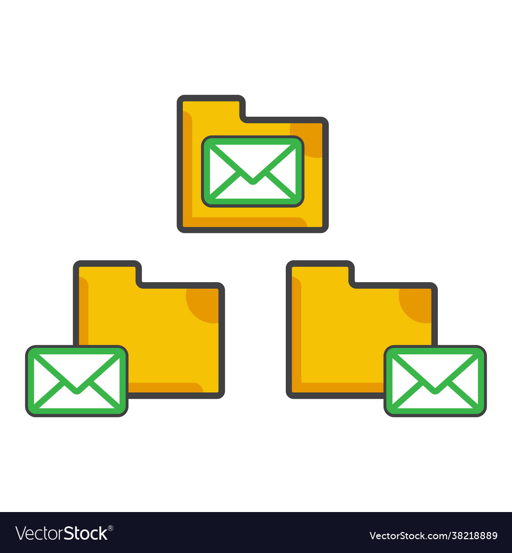 File folder with message icon flat Vector Image File folder with message icon flat