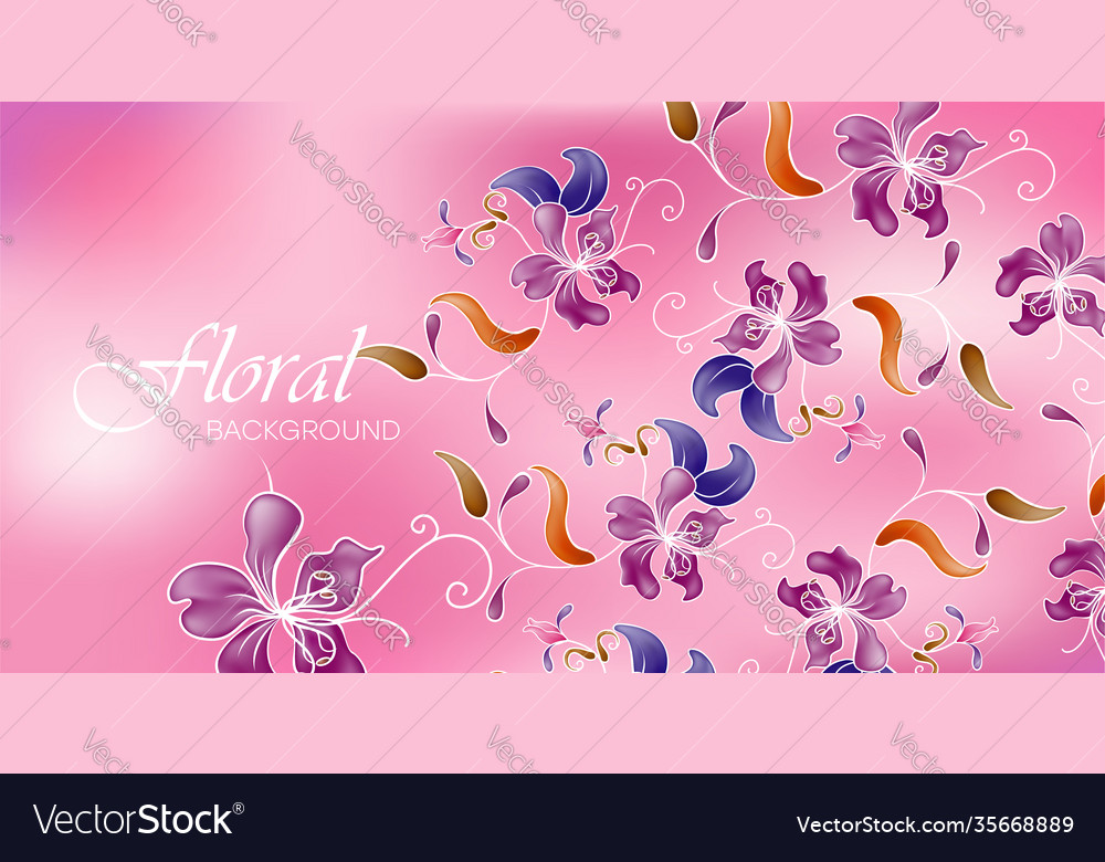 Floral gradient background with patterns Vector Image