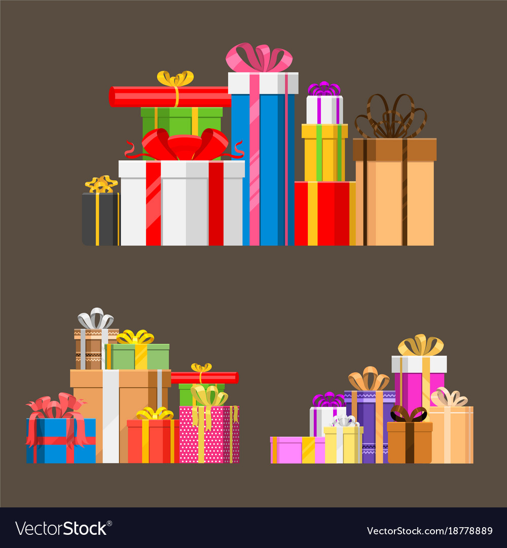 Gift boxes pack composition event greeting object