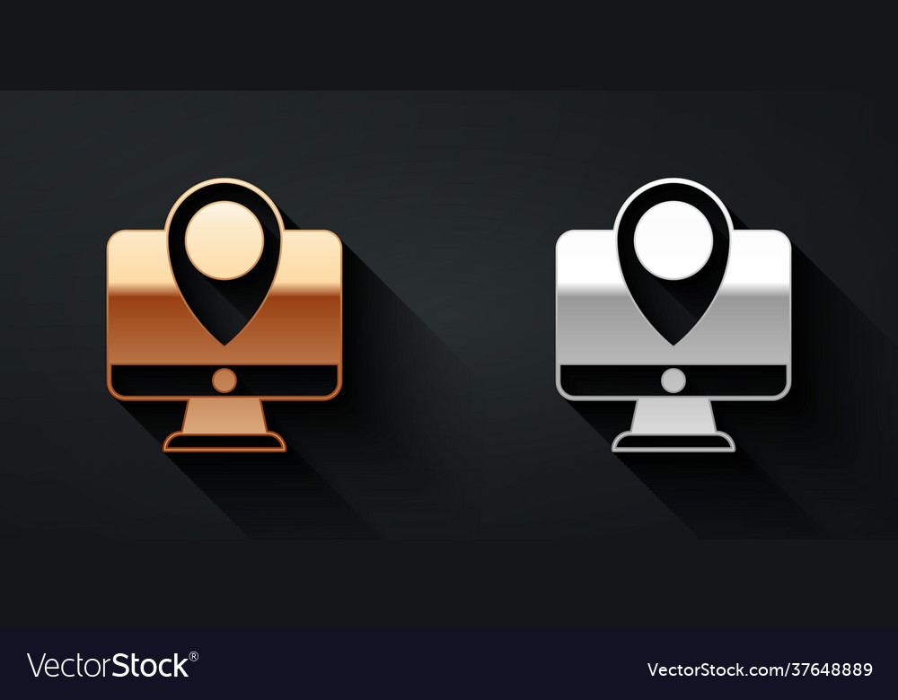 Gold and silver computer monitor folded map vector image Gold and silver computer monitor folded map