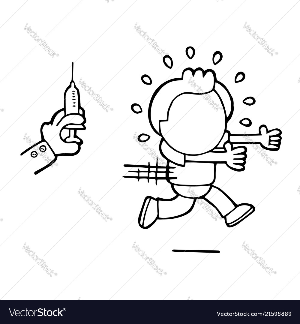 Hand-drawn cartoon of man afraid and running from vector image Hand-drawn cartoon of man afraid and running from
