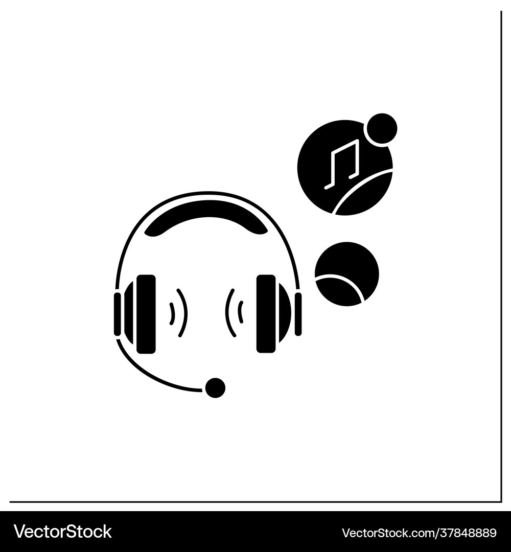 Headset computer glyph icon Royalty Free Vector Image