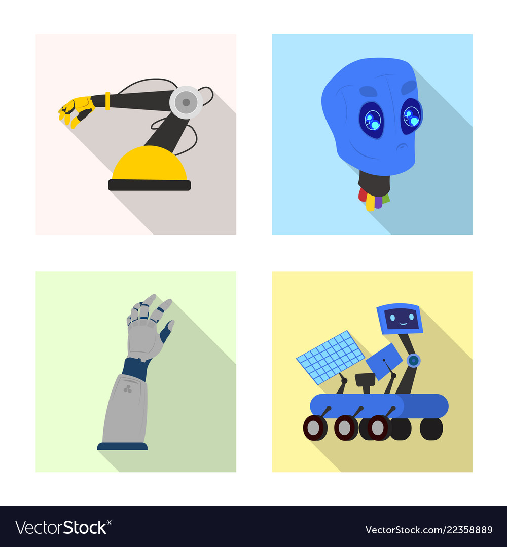 Isolated object of robot and factory logo vector image Isolated object of robot and factory logo