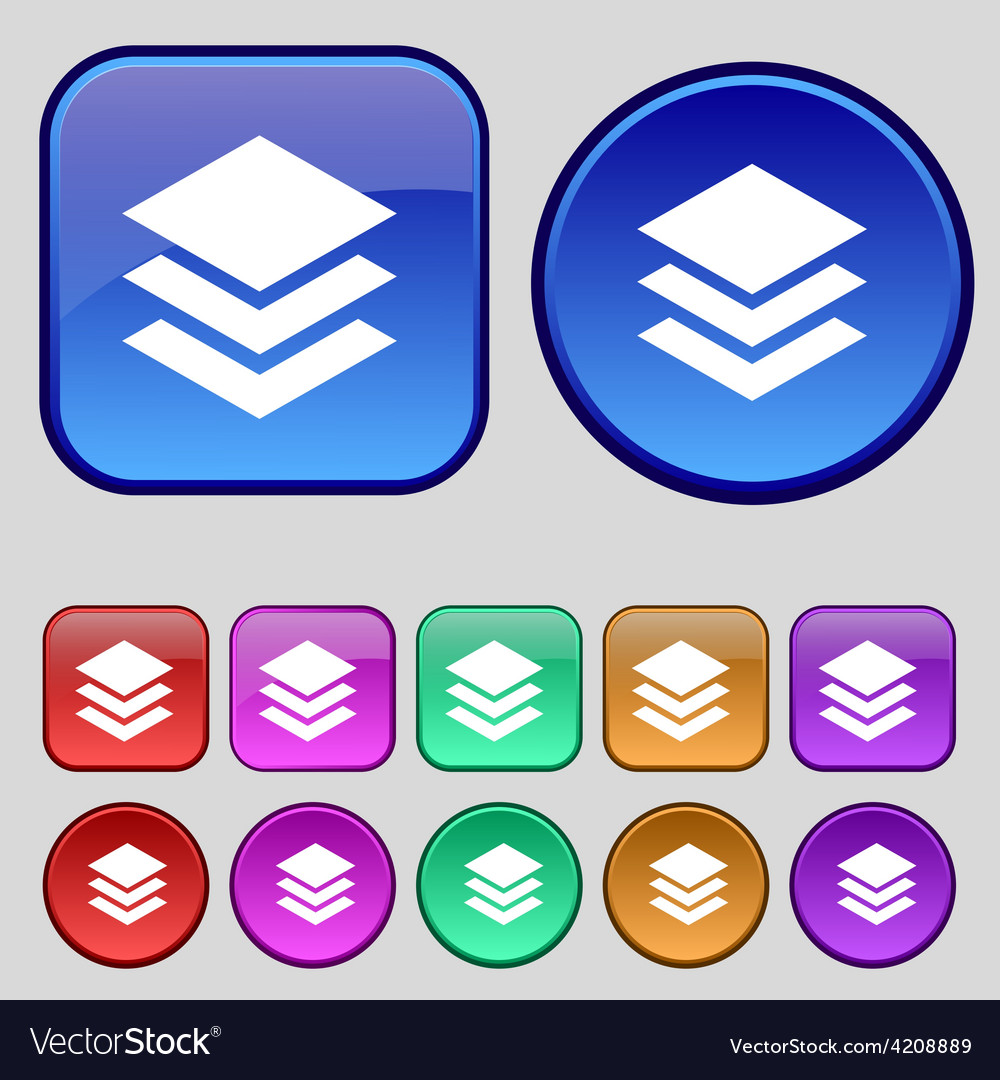 Layers icon sign a set of twelve vintage buttons Vector Image