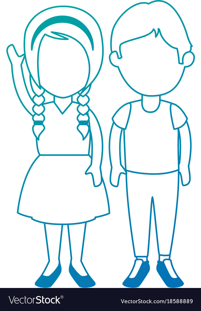 Little students with uniform characters