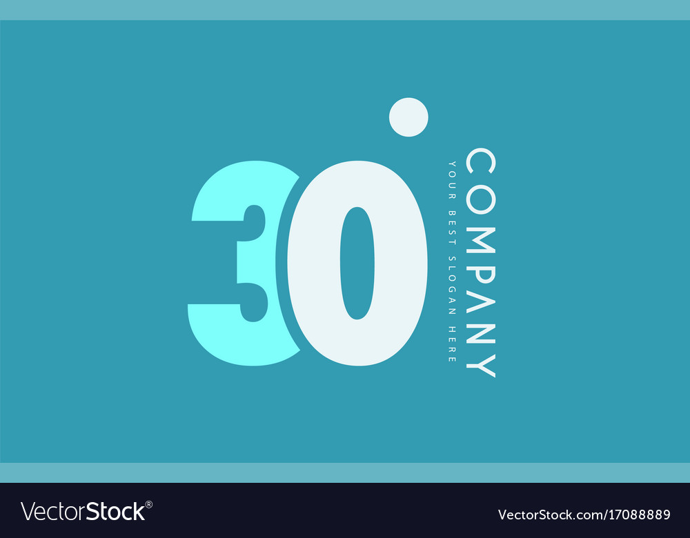 Number 30 blue white cyan logo icon design