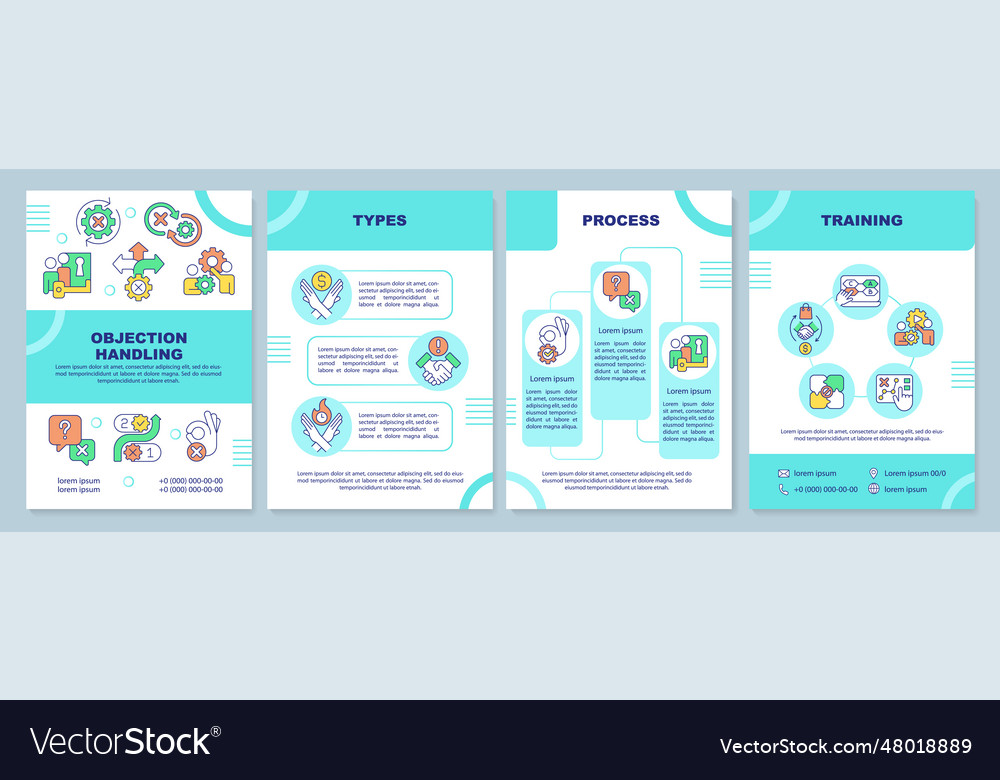 Objection handling blue brochure template Vector Image