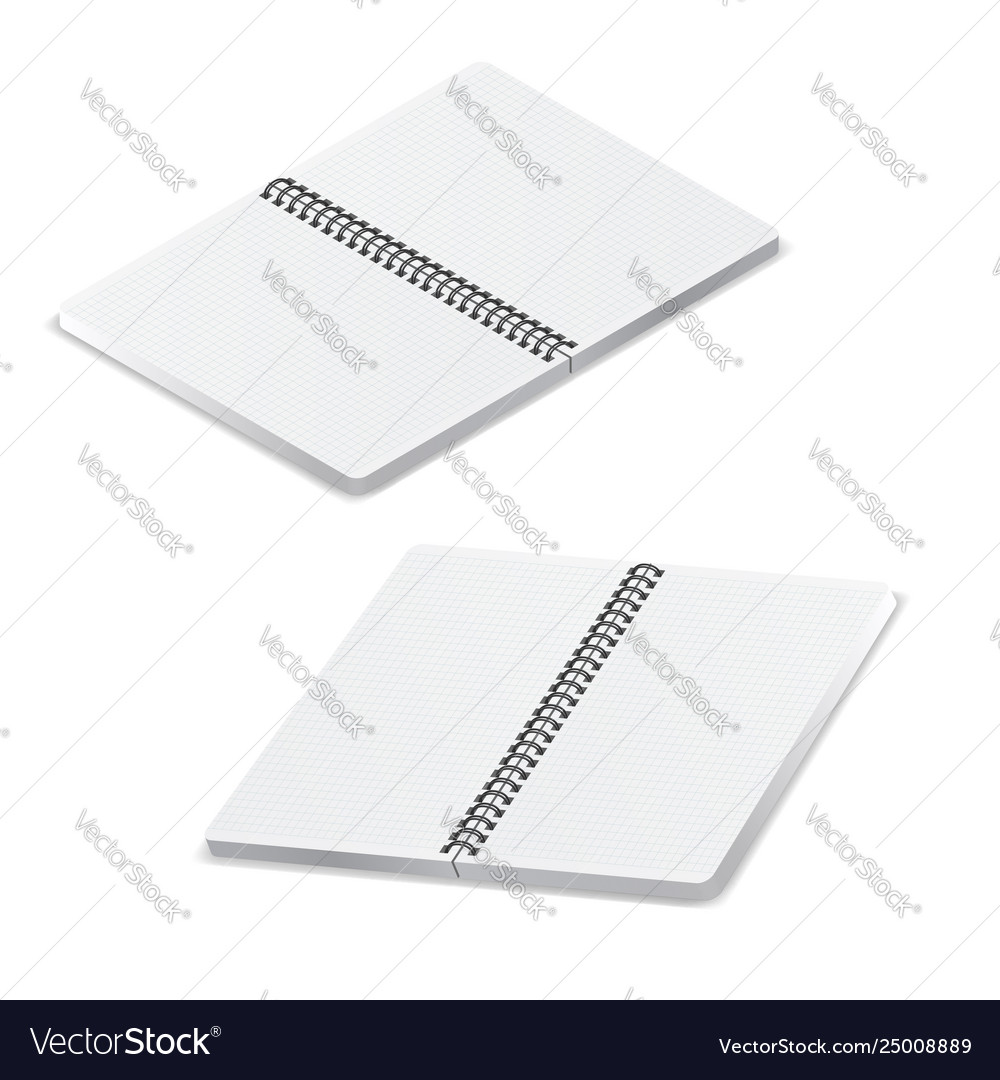 Open notebook template with a square grid vector image Open notebook template with a square grid