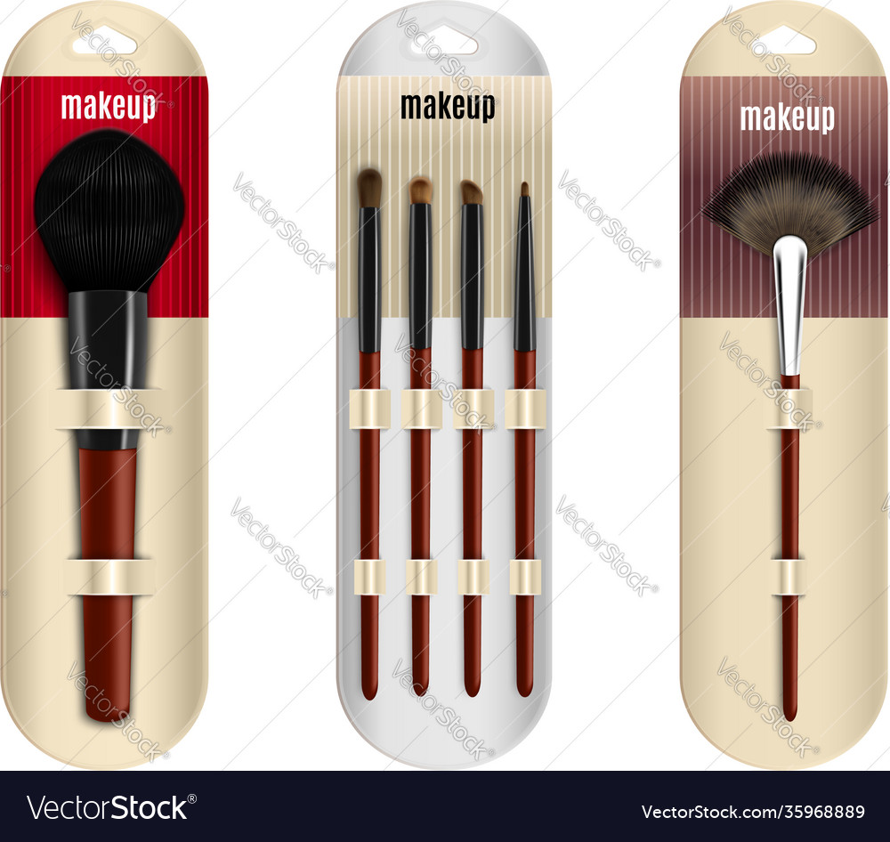 Realistic makeup brushes set