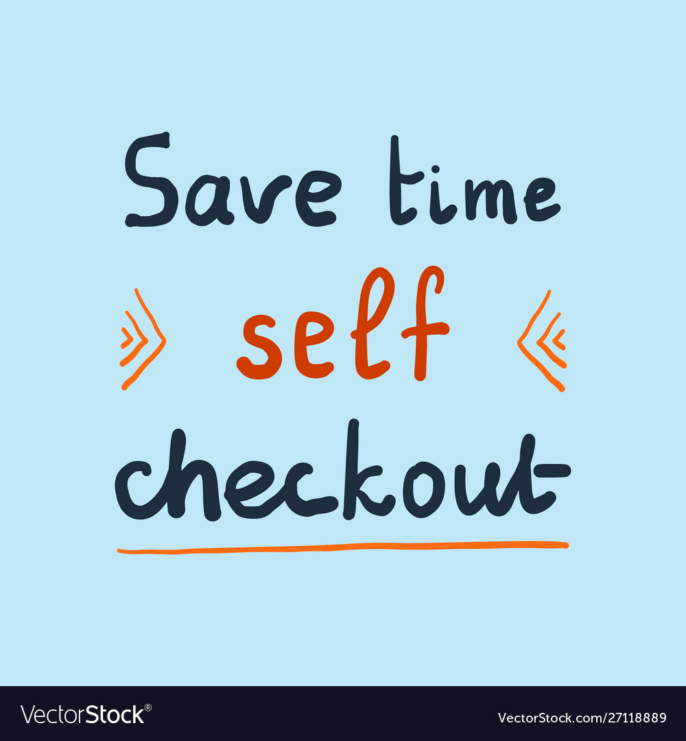 Self checkout orange text