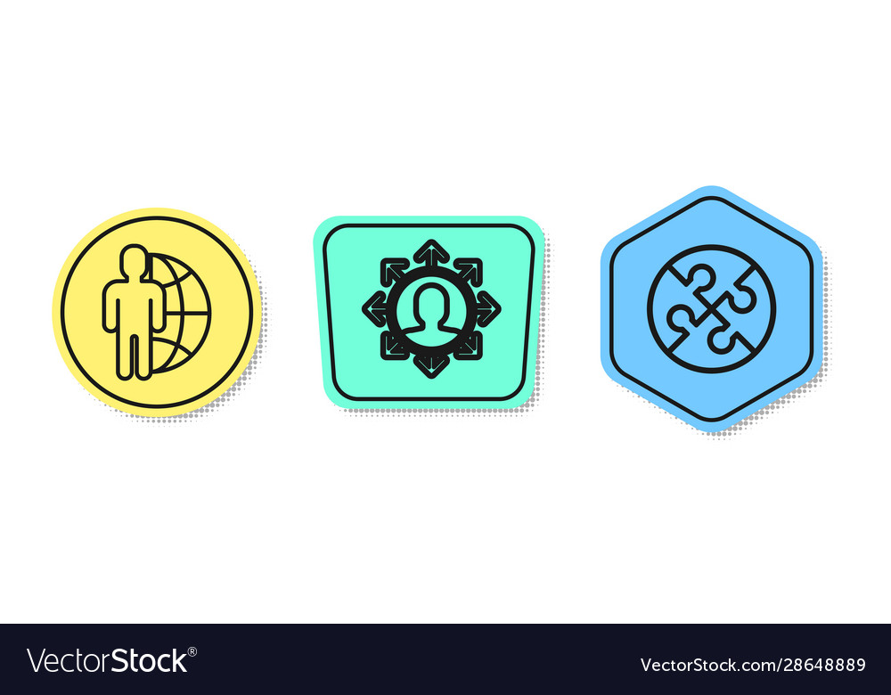 Set line globe and people project team base vector image Set line globe and people project team base