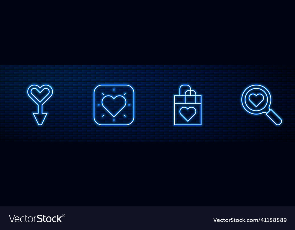 Set Linie Einkaufstasche mit Herz weiblich Geschlecht vector image Set Linie Einkaufstasche mit Herz weiblich Geschlecht