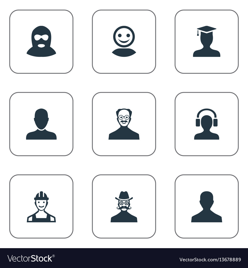 Set of simple member icons vector image Set of simple member icons