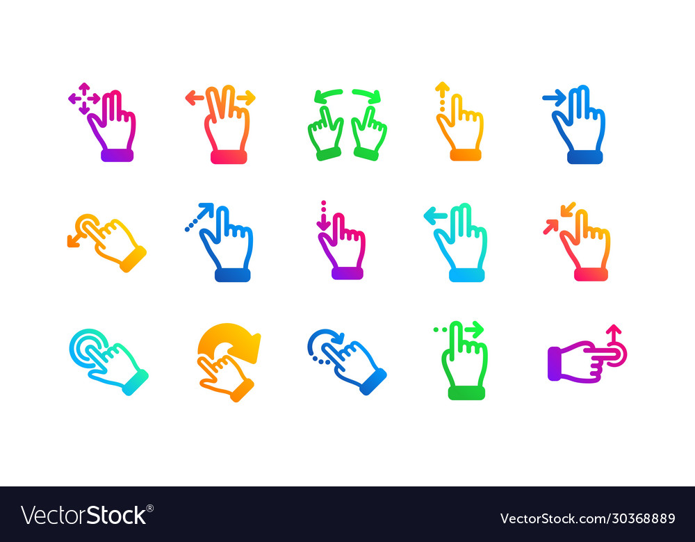 Touchscreen gesture icons hand swipe slide