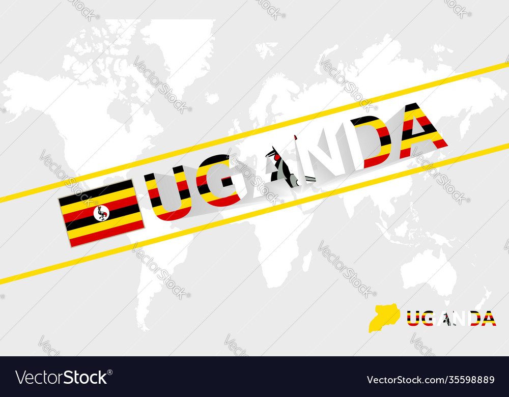 Uganda map flag and text