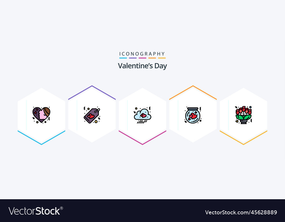 Valentines day 25 filledline icon pack including