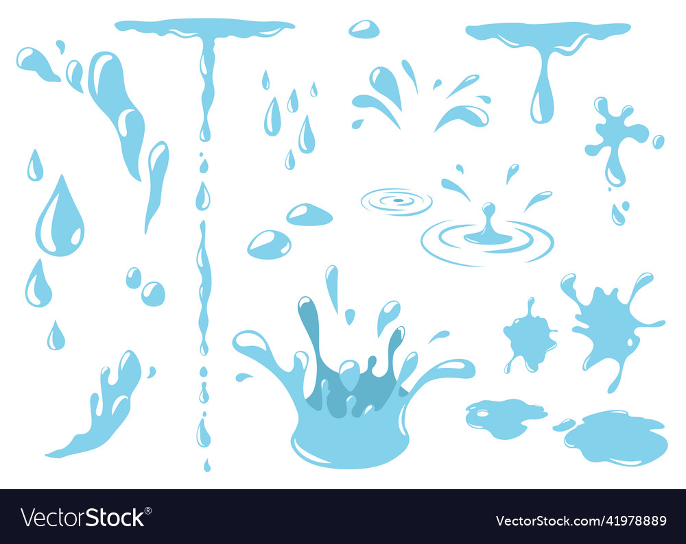 Water drops set background splash drip vector image Water drops set background splash drip