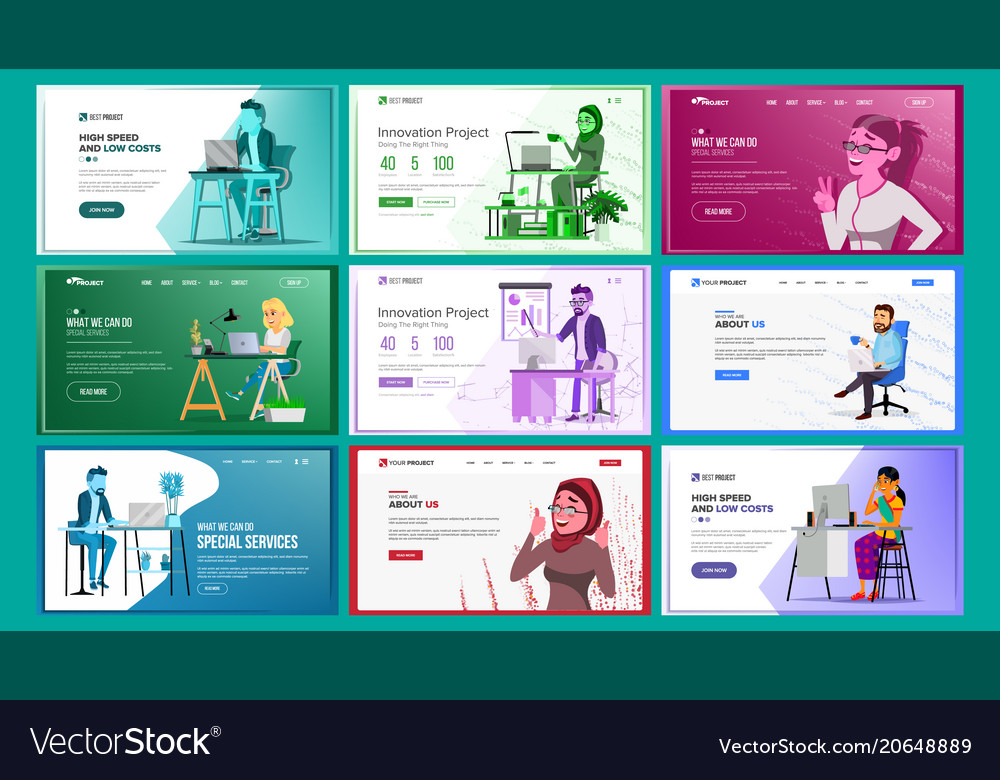 Website design template set business vector image Website design template set business