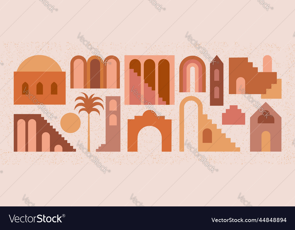 Abstract architecture shapes terracotta set