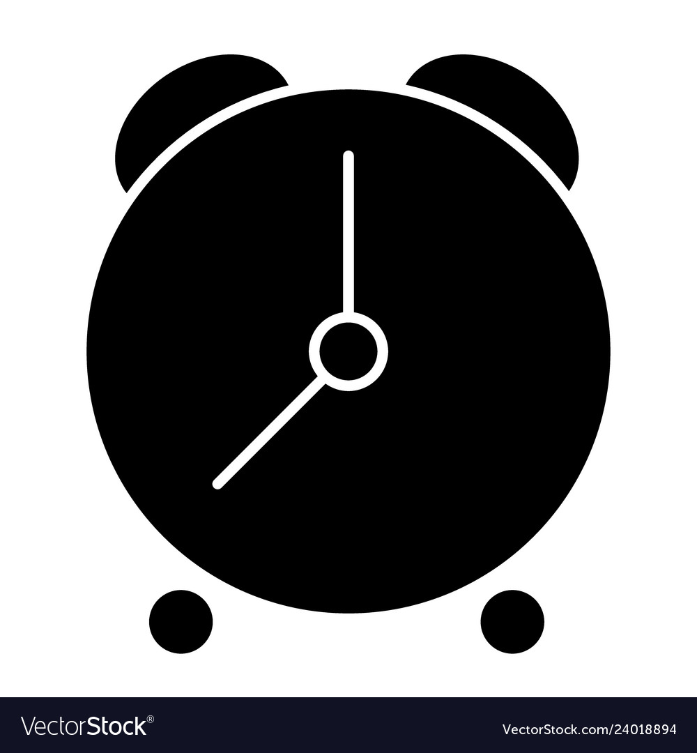 Alarm clock solid icon time vector image Alarm clock solid icon time