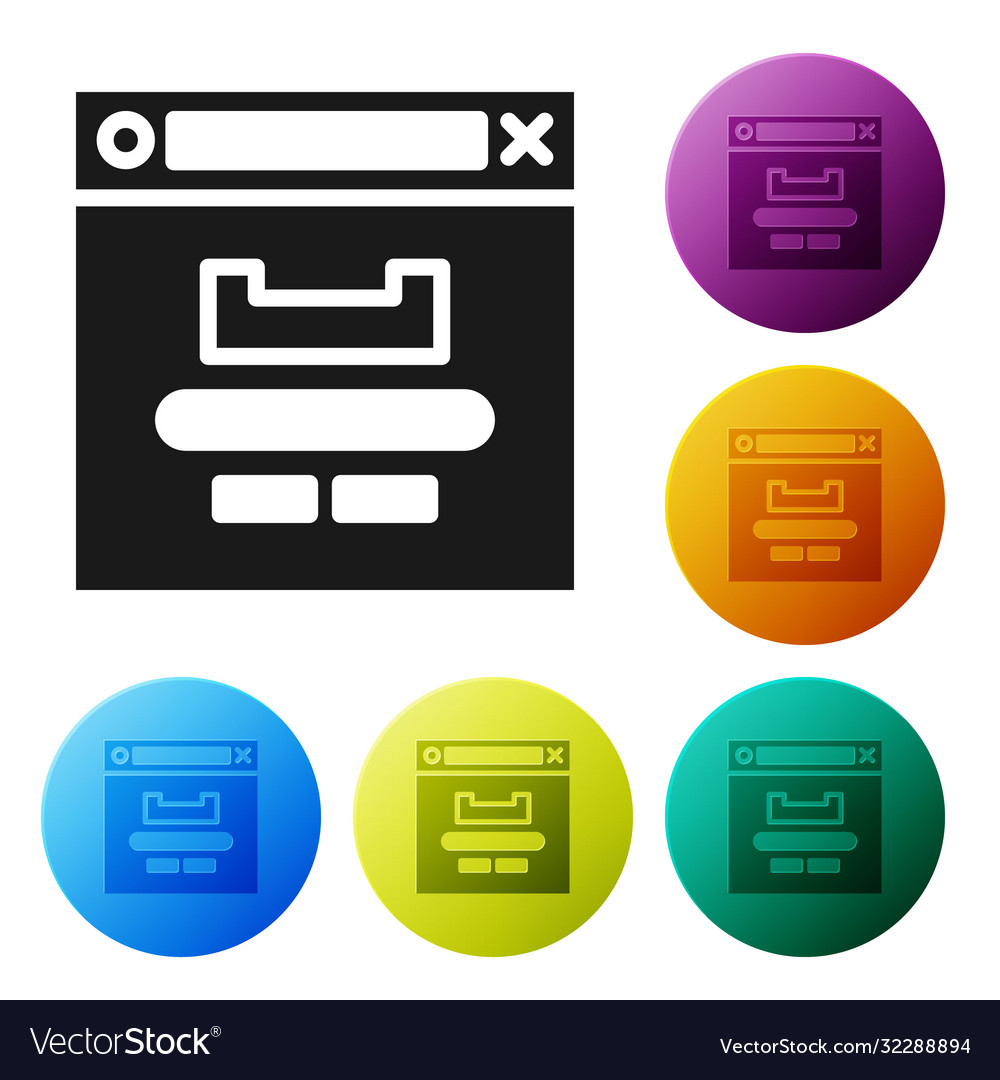 Black browser window icon isolated on white