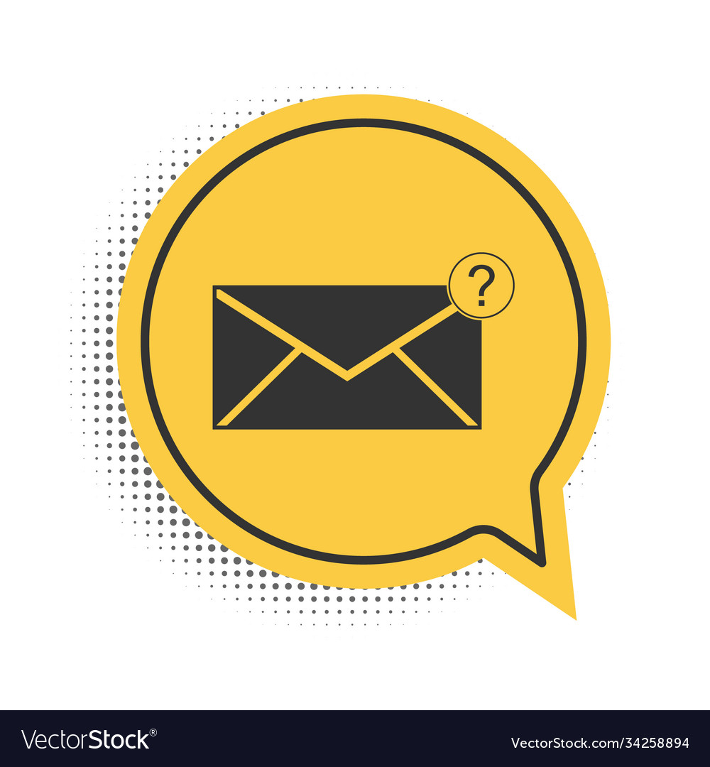 Black envelope with question mark icon isolated vector image Black envelope with question mark icon isolated