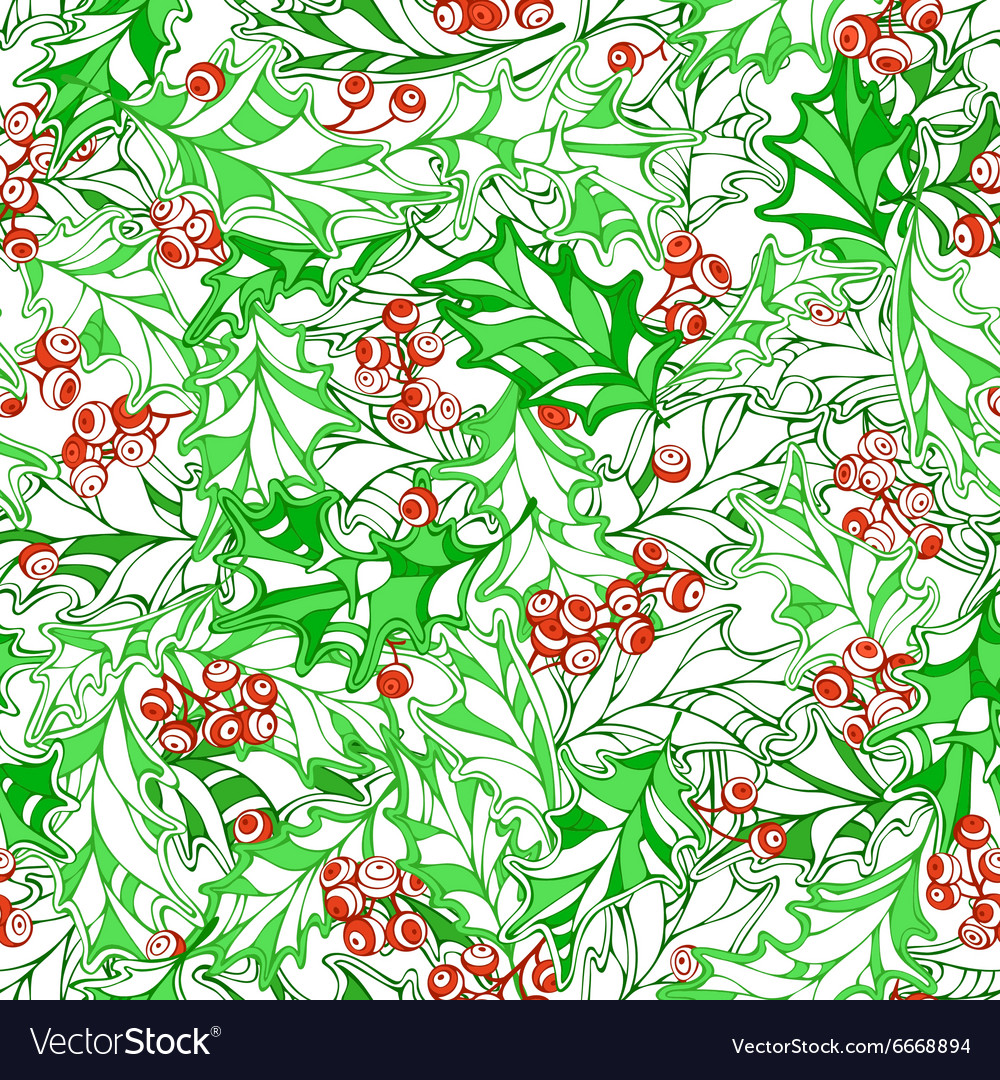 Christmas holly seamless pattern