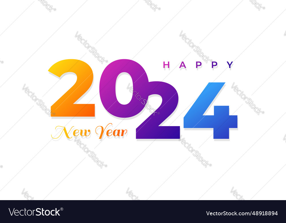 Colorful trendy 2024 happy new year design Vector Image