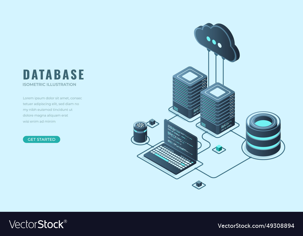 Database connection landing page concept server vector image Database connection landing page concept server