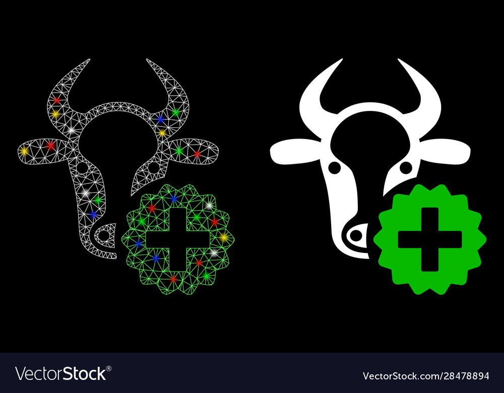 Flare mesh wire frame cow create icon with vector image Flare mesh wire frame cow create icon with