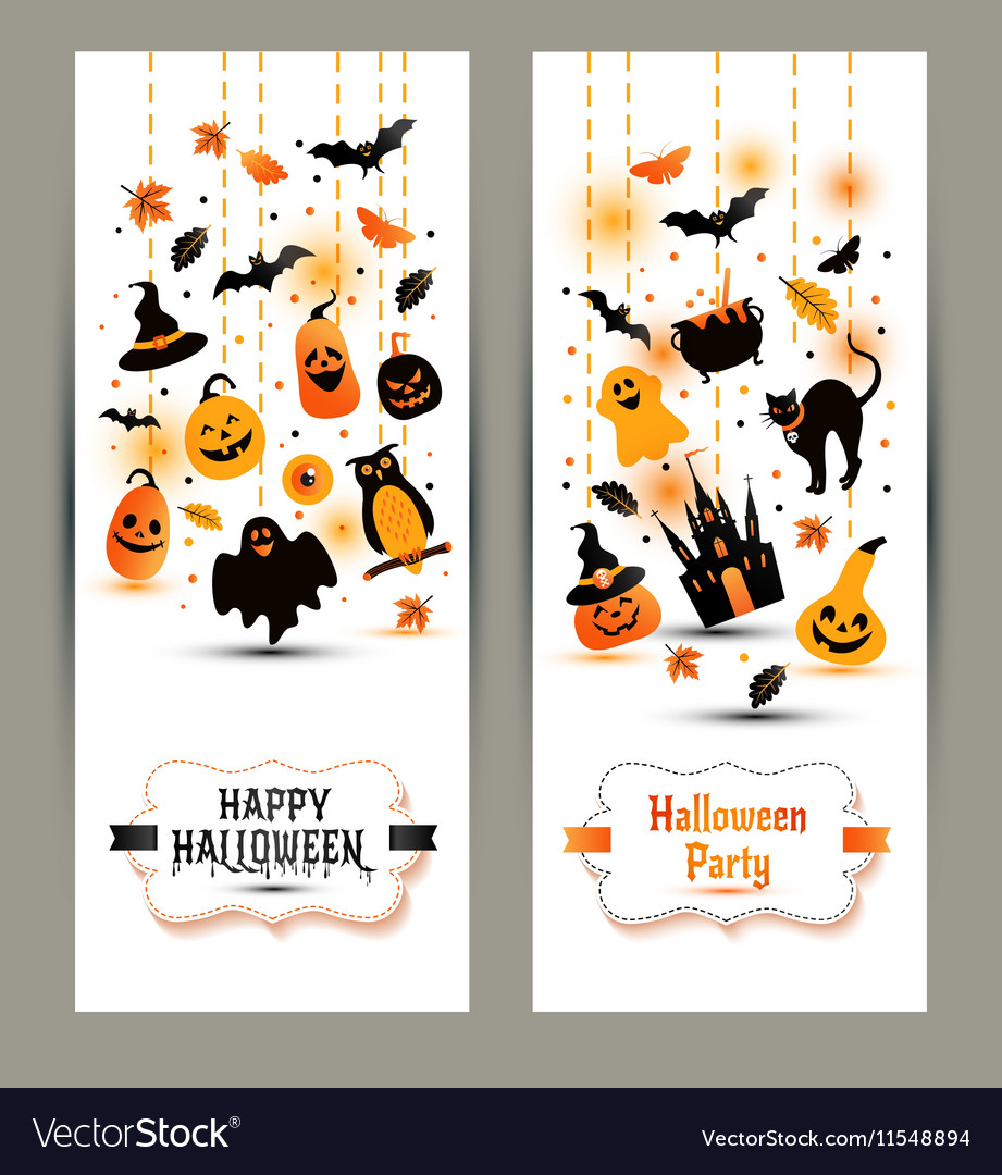 Halloween banners set on white background