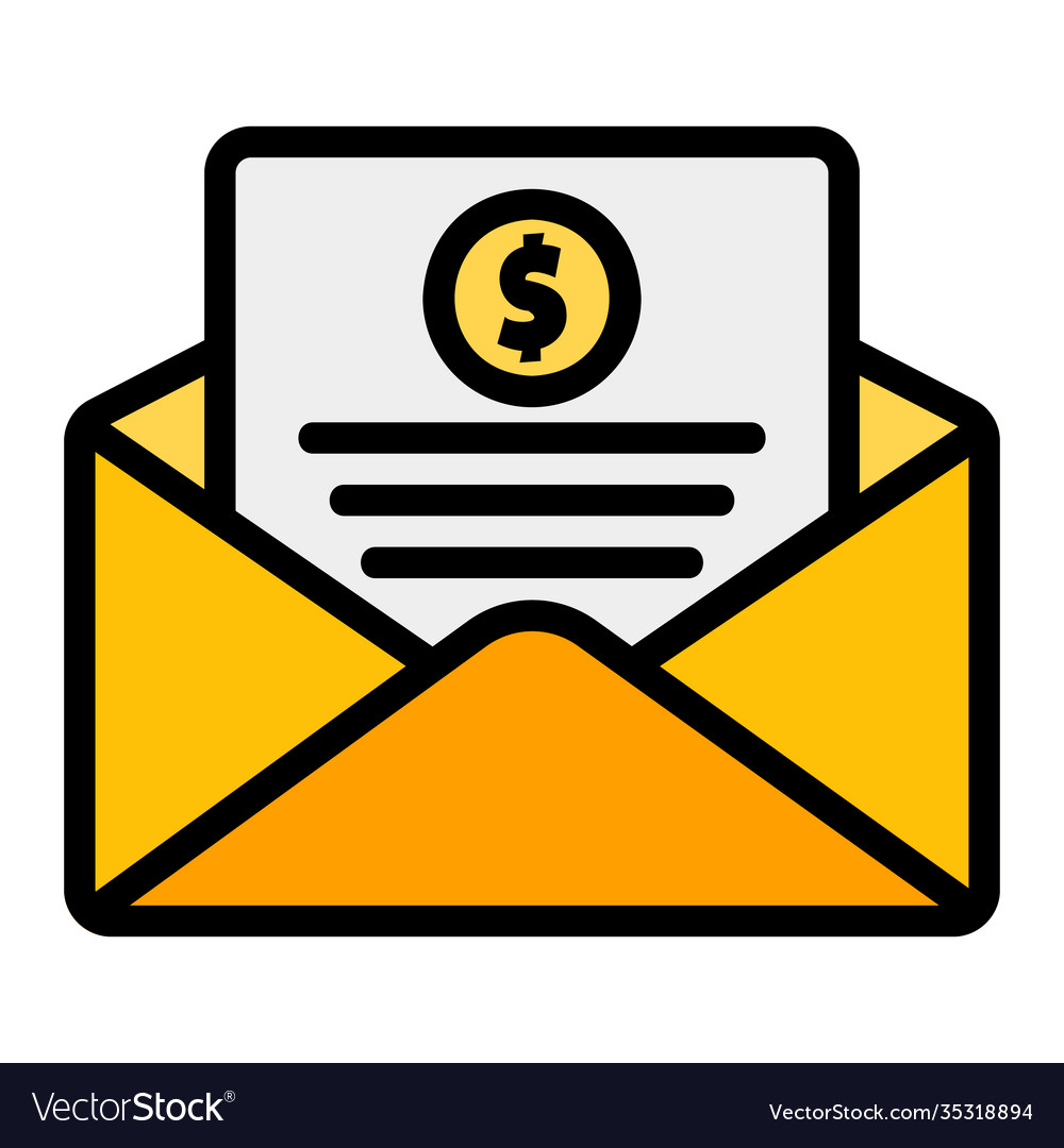 Invoice icon in filled line style for any projects vector image Invoice icon in filled line style for any projects
