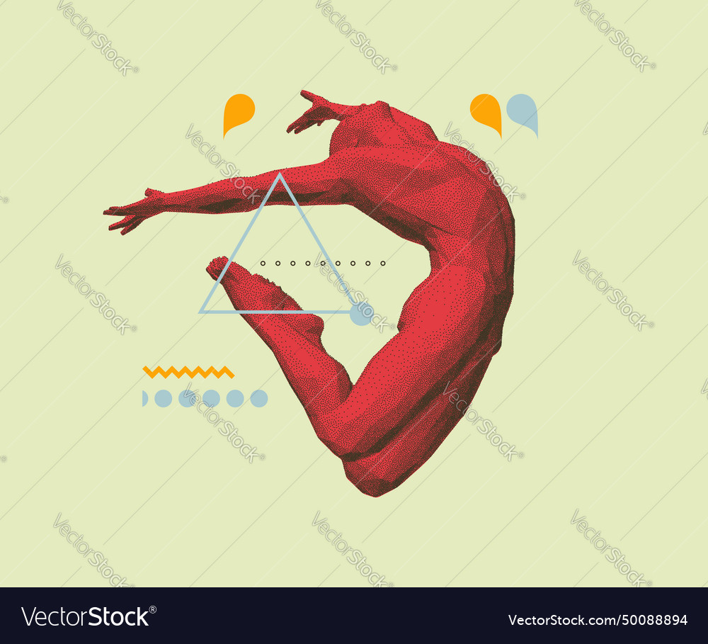 Jumping man made from dots stipple effect Vector Image Jumping man made from dots stipple effect