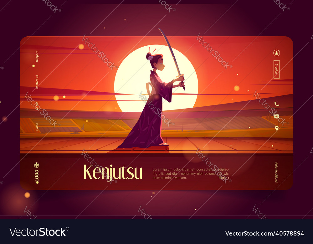 Kenjutsu traditional japanese fencing art banner Vector Image