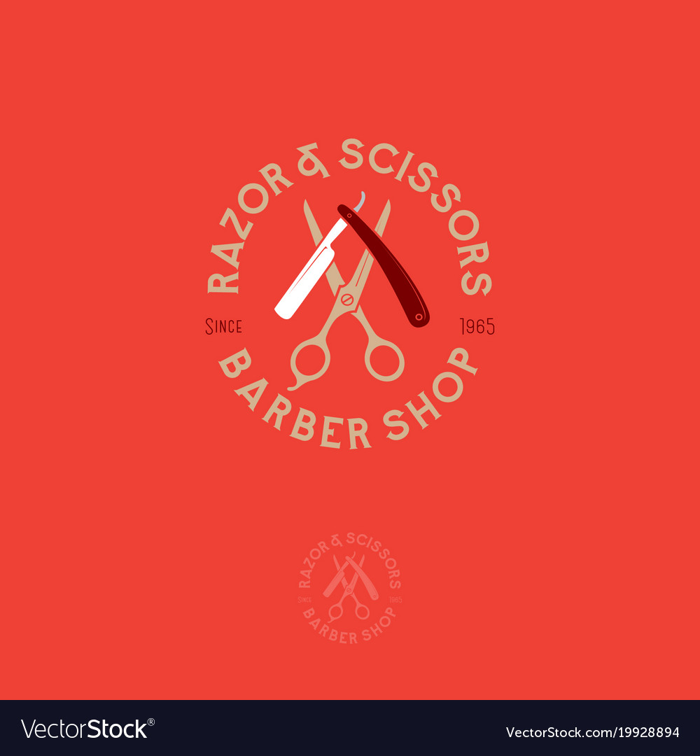 Logo scissors razor Royalty Free Vector Image