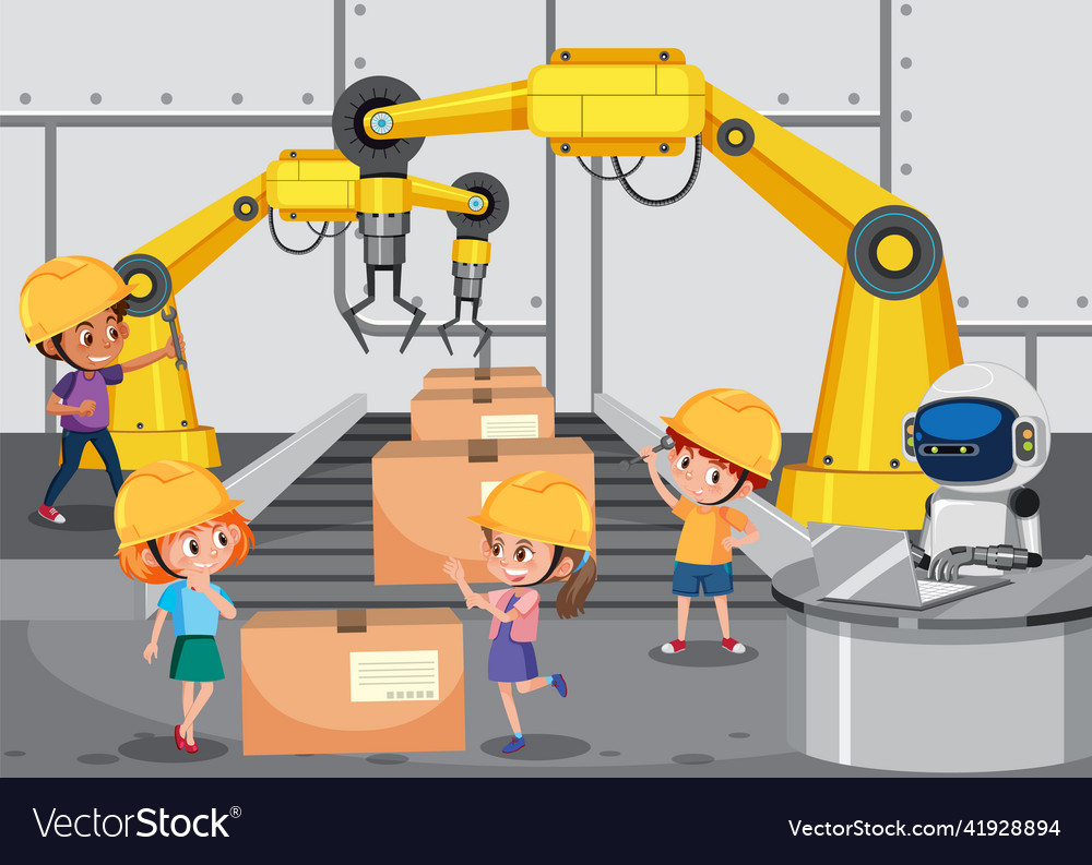Production process concept with assembly line vector image Production process concept with assembly line